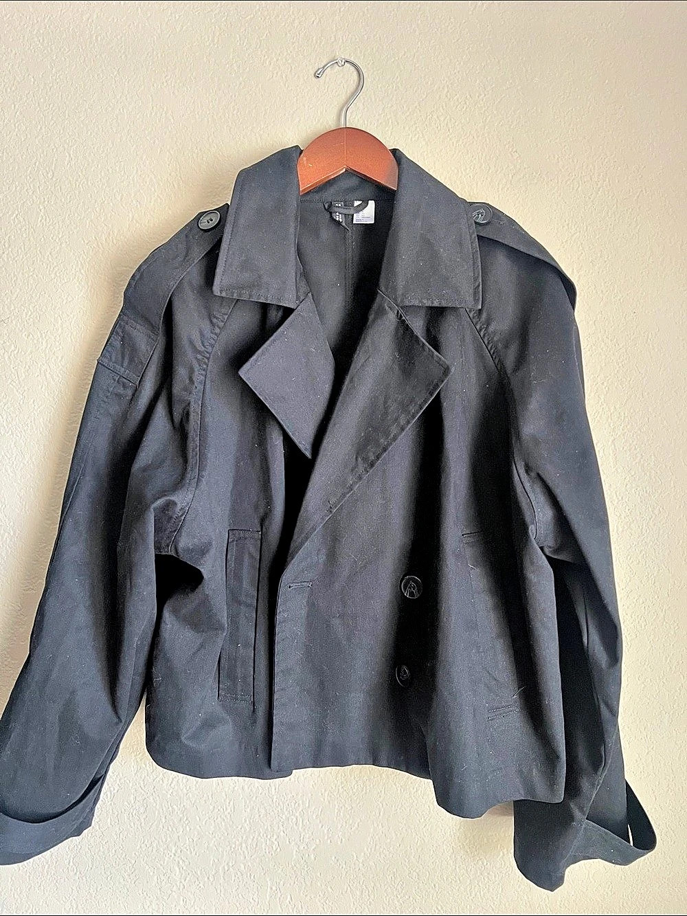 H&M Divided Short Trench Coat Black XL